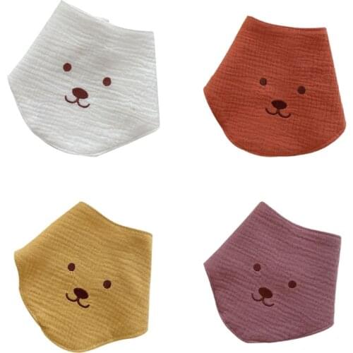 K1KC Baby Feeding Drool Bib Solid Color Snap Button Saliva Towel Soft Cotton Triangle Scarf Burp Cloth for Newborn Toddler Gift