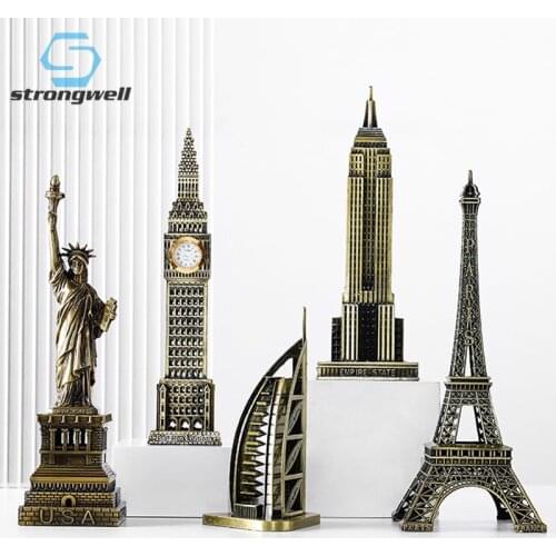 Strongwell Modern Landmark Building Model Iron Model Office Small Metal Ornaments Book Room Desktop Furnishings Home Decoration