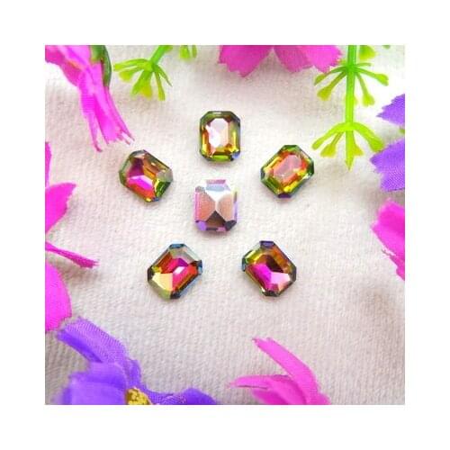 Super beauty top quality Flame color Rectangle Glass Crystal pointback rhinestones Diy wedding dress accessories Free shipping