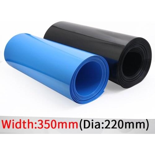Width 350mm PVC Heat Shrink Tube Dia 220mm Lithium Battery Insulated Film Wrap Protection Case Pack Wire Cable Sleeve Black Blue