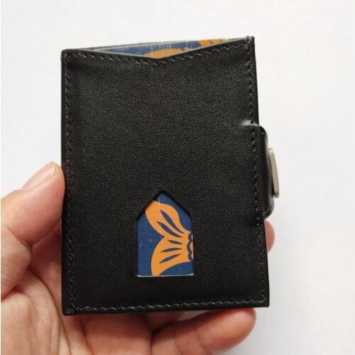 Slim Mens Short Wallet RFID Bank Credit ID Card Holder Genuine Leather Minimalist Trifold Cow Leather Small Zipper Coin Purse