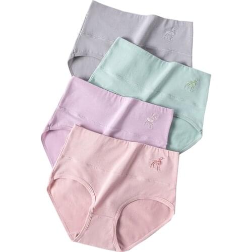 LANGSHA 4Pcs/set Panties Women Soft Cotton High Waist Body Shaper Fashion Ladies Underwear Seamless Briefs Sexy Female Lingerie