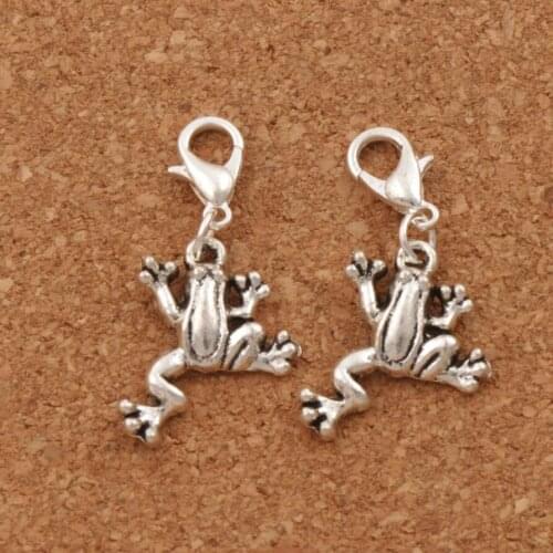 Frog Animal Lobster Claw Clasp Charm Beads 34.4x17.5mm 21pcs zinc alloy Jewelry DIY C167