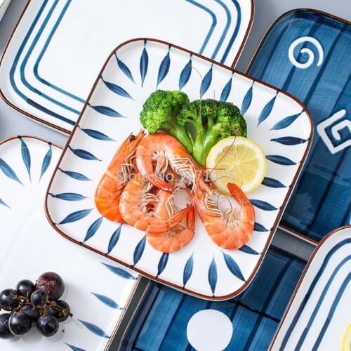 Japanese Ceramic Plate Plate Creative Dish Plate Household Tableware Western Dinner Plate Steak Plate Nordic Tray Rectangular