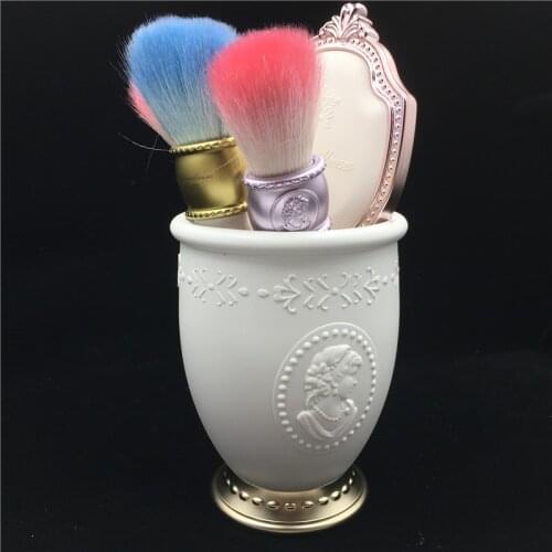 Classic French Makeup Brushes Goat Hair Foundation Powder Blush Contouring Cosmetic Brush Makeup Mirror Brush Holder Stand