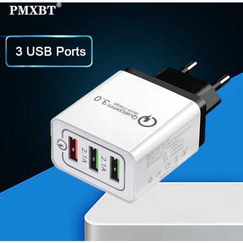 USB Charger 3 USB Ports Phone Charge Cable Adapter For iphone Samsung Xiaomi LG Fast Charging Travel Portable Power Wall EU Plug