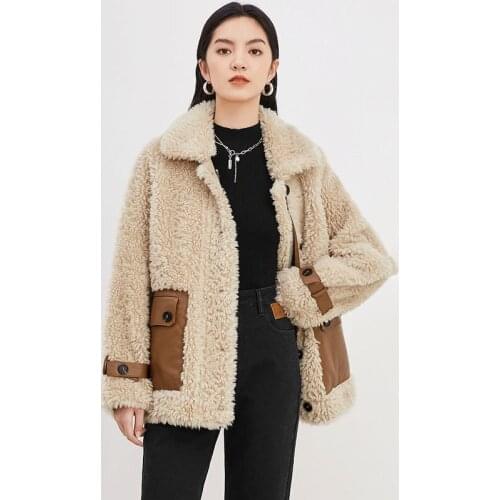 Korean Style Female 2020 with lamb coat Cotton Super Warm Windproof Casual Outdoor Spring Autumn Winter Khaki Women jacket