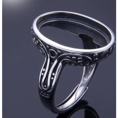 15*20mm 925 STERLING SILVER women men Semi Mount Bases Blanks base blank Pad VINTAGE ring rings Setting set jewelry gift A1263