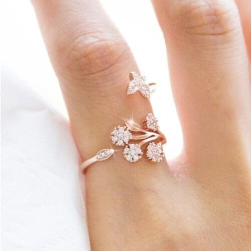 CAOSHI Creative Design Butterfly Flying Flower Ring for Women Adjustable Size Birthday Party Gift for Girl Wholesale Jewelry