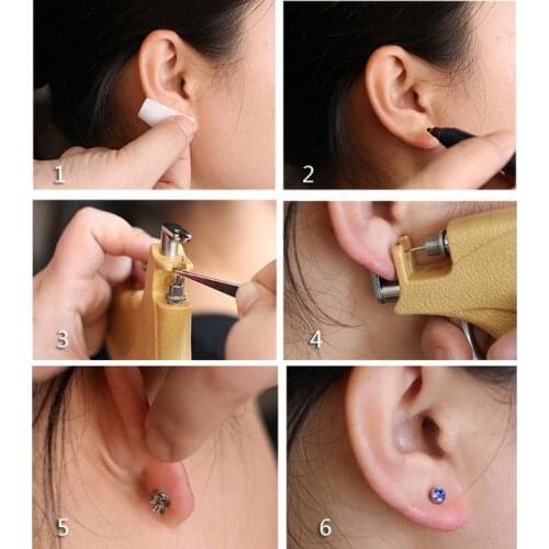 1 Set Professional Steel Ear Piercing Tool Ear Nose Navel Body Piercing Tool Kit E15E