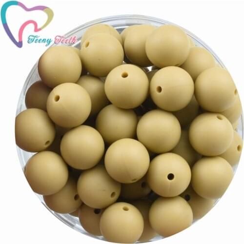 100 PCS 15 MM Wood Brown Silicone Round Beads Teething Necklace Beads DIY BPA Free Perle Slicone Dentition Siliconen Kralen Toys