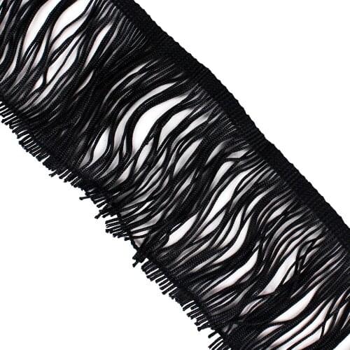 20yards Craft Braided 7.5cm Black Polyester Fringe Tassel Trimming Lace Trim For Latin Dress Samba Stage Clothes Curtain Shoes