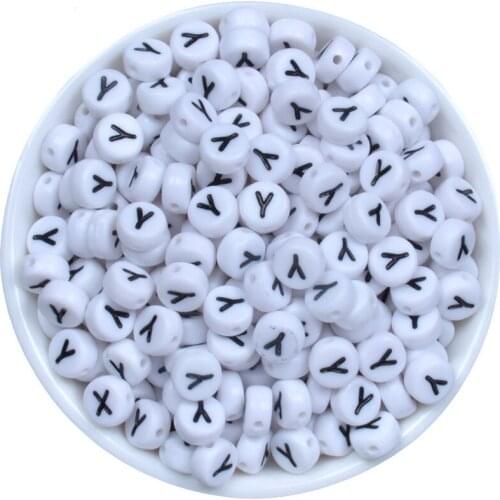 4*7mm Singer Alphabet Letter Acrylic Beads Ancient White For Jewelry Making DIY Bracelets Necklace Findings 7mm