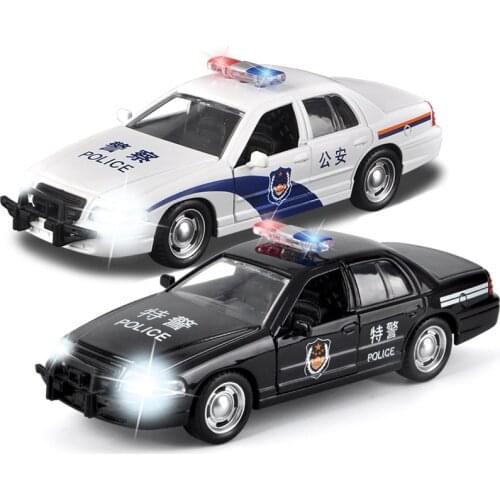 8 Kinds Alloy Police Pickups Truck Model 1:36 Sound & Light Ambulance Diecast & Vehicles Birthday Gift Car Toy for Children Y200