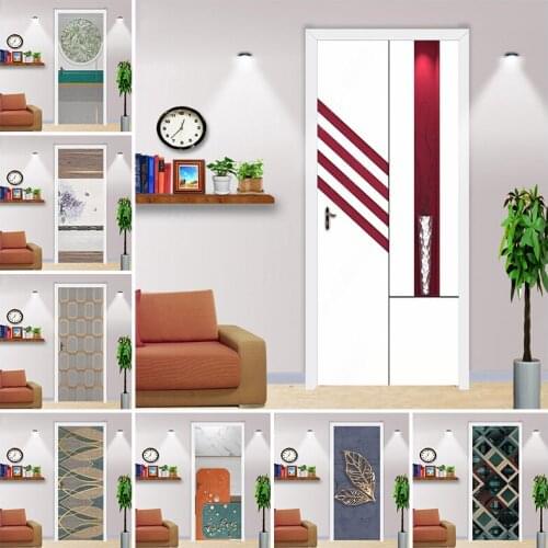 Abstract Art Decor Door Stickers Self-adhesive PVC Waterproof Environment Friendly Home Photo Murals For Bathroom Removable 3D
