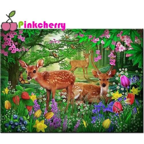 5D Diy Diamond Painting Full Square Diamond Embroidery Four Seasons Landscape Animals Deer Horse Fox Wolf Mosaic Decor k871