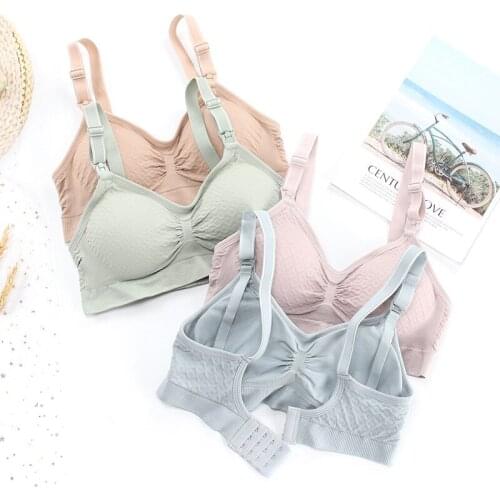Maternity Nursing Bra Wire Free Close-Fitting Sleep Tops Adjusted-Straps Cotton Blend Lingerie Ultra-Smooth Pregnant Women Bras