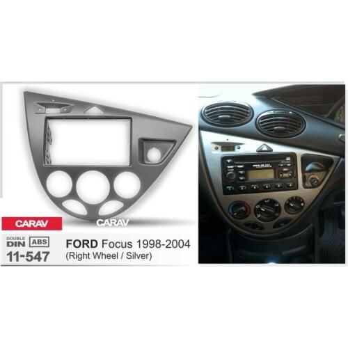 CARAV 11-547 Top Quality Radio Fascia for FORD Focus 1998-2004(Right Wheel / Silver) Stereo Fascia Dash CD Trim Installation Kit