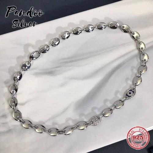 925 Sterling Silver Lucky Eye Chain Necklace Pig Nose Necklace Link Chain For Women Jewelry,Fashion Charm 1:1 Copy