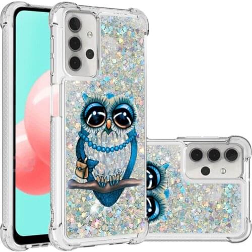 Cute Painted Quicksand Glitter Case For Samsung A32 Shockproof Soft TPU Bumper Phone Cover For Galaxy A32 5G Cartoon Cases