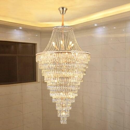 Duplex Floor Luxury Crystal Big Chandelier Hotel Lobby Living Room Spiral Staircase Villa Decorative Chandelier