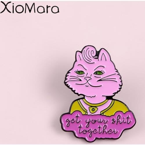 Princess Carolyn Enamel Pins Cartoon Pink Cat Kitty TV Jewelry Custom Brooches Pins For Friends Gifts