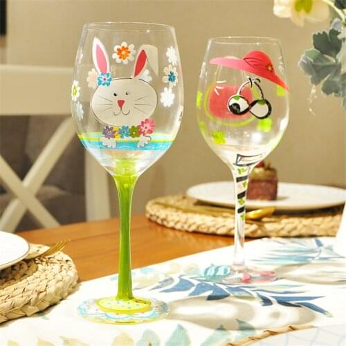 Europe Creative Hand painted Wine Glass cup High Capacity Crystal Goblet Personality Birthday Gifts Home Bar party Drink ware