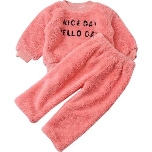 Baby Girl Clothes Pajamas Set Autumn Flannel Fleece Long Sleeve Top Pants Suit Winter Toddler Girl Warm Sleepwear Kids Home Suit