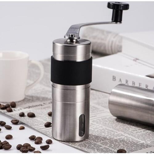 Mini Portable Manual Ceramic Coffee Grinder Stainless Steel Adjustable Coffee Beans Mill Storage Rubber Loop Easy Cleaning