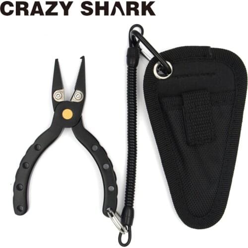 Crazy Shark Mini Fishing Pliers Aluminium Alloy Hook Remover Braid Line Cutting Tools Carp Fishing Scissors 115mm