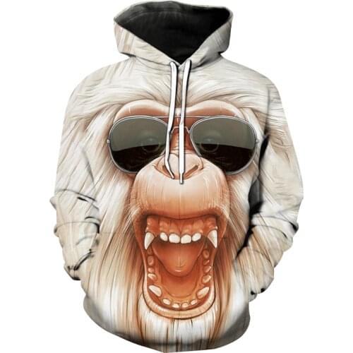 Trendy Hoodies Funny Printing Hooded Sweatshirt Monkey Gorilla 3D Print Hoodie Men Women Fashion Pullover Hip Hop Male Coat Tops