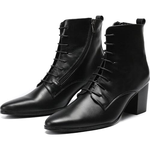 Mens shoes high heels botas militares plus size black genuine leather boots men lace up rain high top ankle chelsea boots 2018