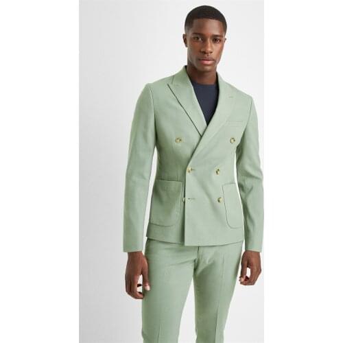 2 Piece Mint Business Men Blazer Groom Tuxedos For Wedding Formal Prom Suit (Jacket+Pants) Chic Streetwear Custom Made