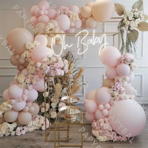 100Pcs Apricot Balloons Set Garland Arch Kit Party Decors Baby Pink Romantic Wedding Pearl Balloon Latex Globos Birthday Baptism