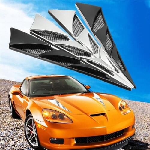 1 Pair Car Exterior Decoration Car Hood Stickers Black Universal Side Air Intake Flow Vent Cover Decorative Car-styling Tools