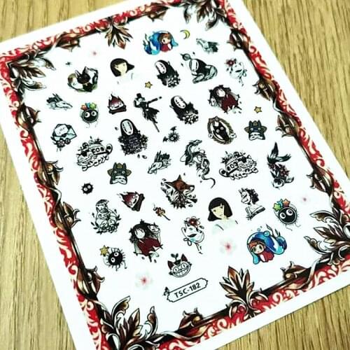 Newest TSC 182 3d nail manicure halloween pattern back glue decal decoration design nail sticker tips