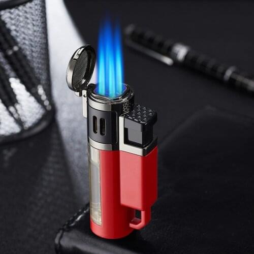 New Powerful Four Jet Torch Turbo Lighter Windproof Butane Gas Inflated Lighter Cigarette Cigar Pipe Lighters Gadgets for Men