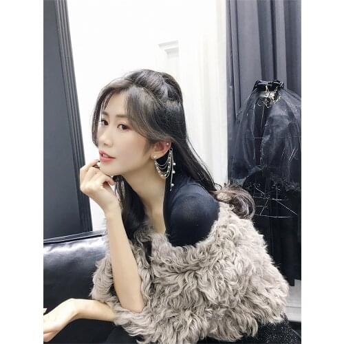 New Korean Version Of The Trend Of Temperament Jewelry Pearl Ear Bone Nail Earrings Integrated Ear Chain Tassel Earrings