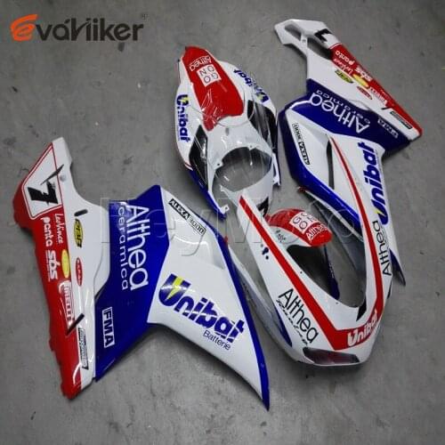 ABS fairing for 848 1098 1198 2007 2008 2009 2010 white blue motorcycle bodywork kit Injection mold H2