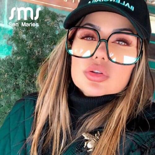 Oversize Square Anti-blue Light Glasses Frame For Women New Vintage Retro Black Clear Big Eyeglasses Men Computer Transparent