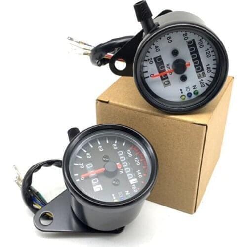 Motorcycle Speedometer 12V LED Backlight Odometer Dual Speed Meter Cafe Racer Indicator Gauge 0-160 KM/H Motorcycle Instrument