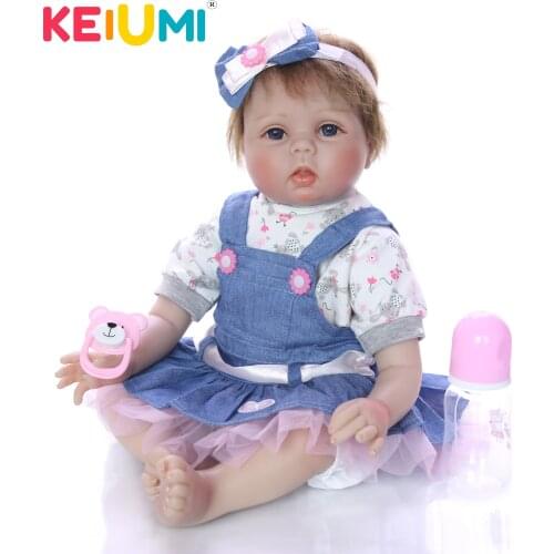 KEIUMI Wholesale 55 cm Soft Silicone Reborn Baby Dolls Lifelike Princess Reborn Menina Boneca Alive Kids Playmates Gift Toys