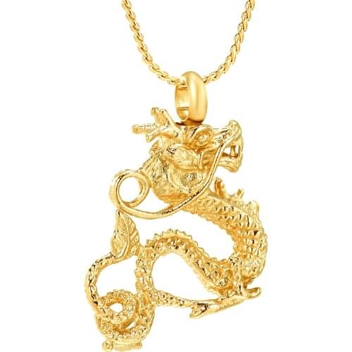 Dragon Shape Cremation Urn Necklace for Ashes for Women Men Stainless Steel Keepsake Memorial Jewelry for Human Pet Ashes