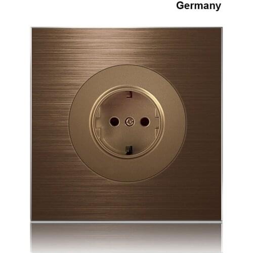 Germany France UK socket 86 type 1 2 3 4 gang 1 2way Coffee aluminum alloy panel Switch socket Five hole Europe Industry Switch