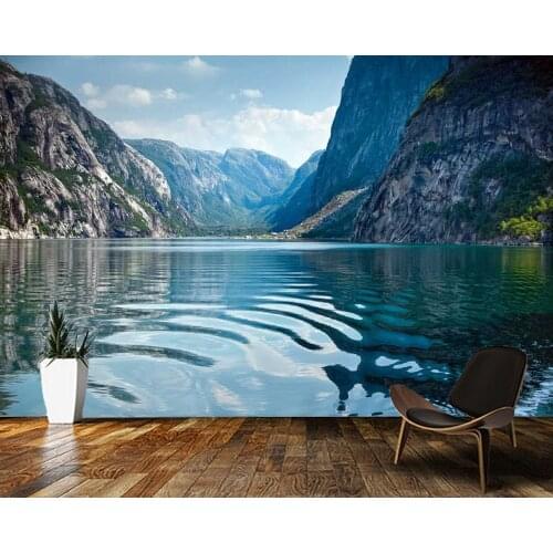 Papel de parede Norwegian fjord natural scenery 3d wallpaper,living room kitchen tv wall bedroom wall papers home decor mural