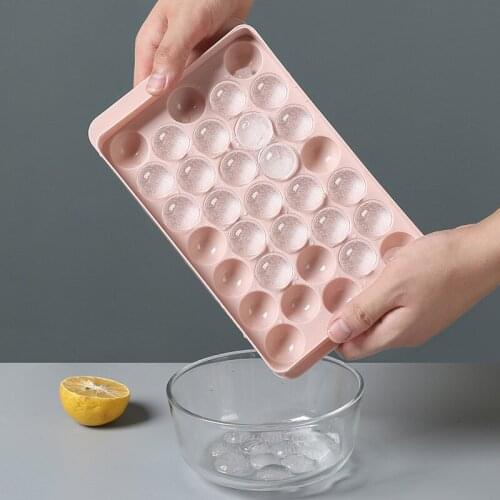 Plastic Ice Cube Maker Round Ice Cube Tray with Lid Silicone Ice Ball Mold Whiskey Cocktail Cold Drink Ice Maker kitchen tools