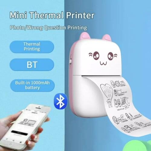 Portable Thermal Printer BT 203dpi Photo Label Memo Wrong Question Printing Mini Bluetooth Thermal Printing for iPhone Android