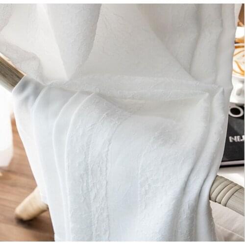 Nordic simple white bubble curtain yarn living room shading balcony thickened white tulle Translucent curtain custom tulle
