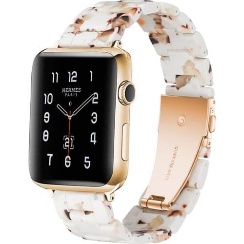 Tortoise Shell Lines Resin Watch Strap for Apple Watch band Series 5/4/3/2/1 42/44/38/40mm Replacement Bracelet For Woman Man