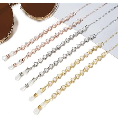 Retro O word Love Pearl Glasses Chain Sunglasses Chain Sunglasses Masked Glasses Gold Chain Lanyard